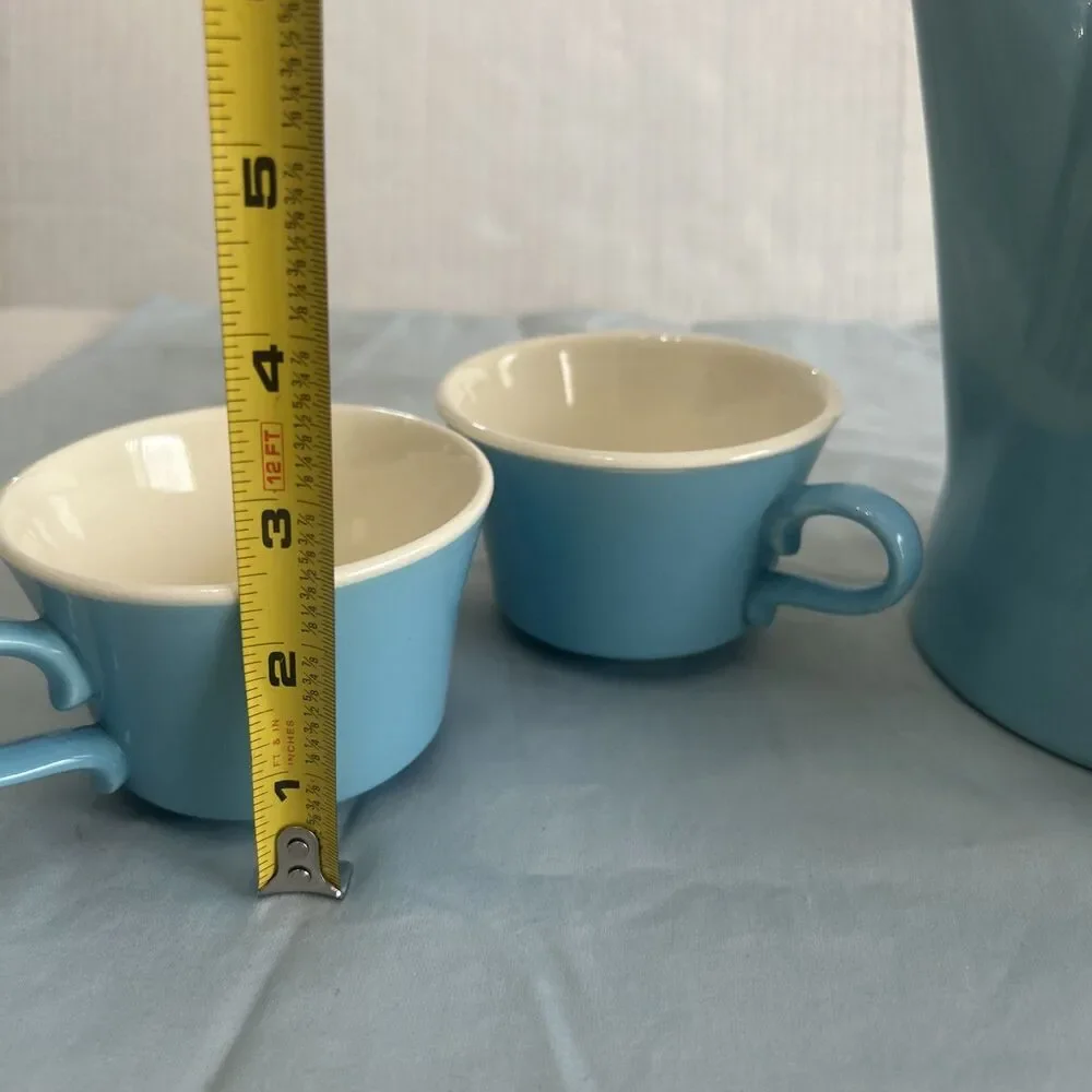 Vintage Cameron Clay Ceramic Coffee Carafe Server Pot, 2 Cups,  Creamer USA